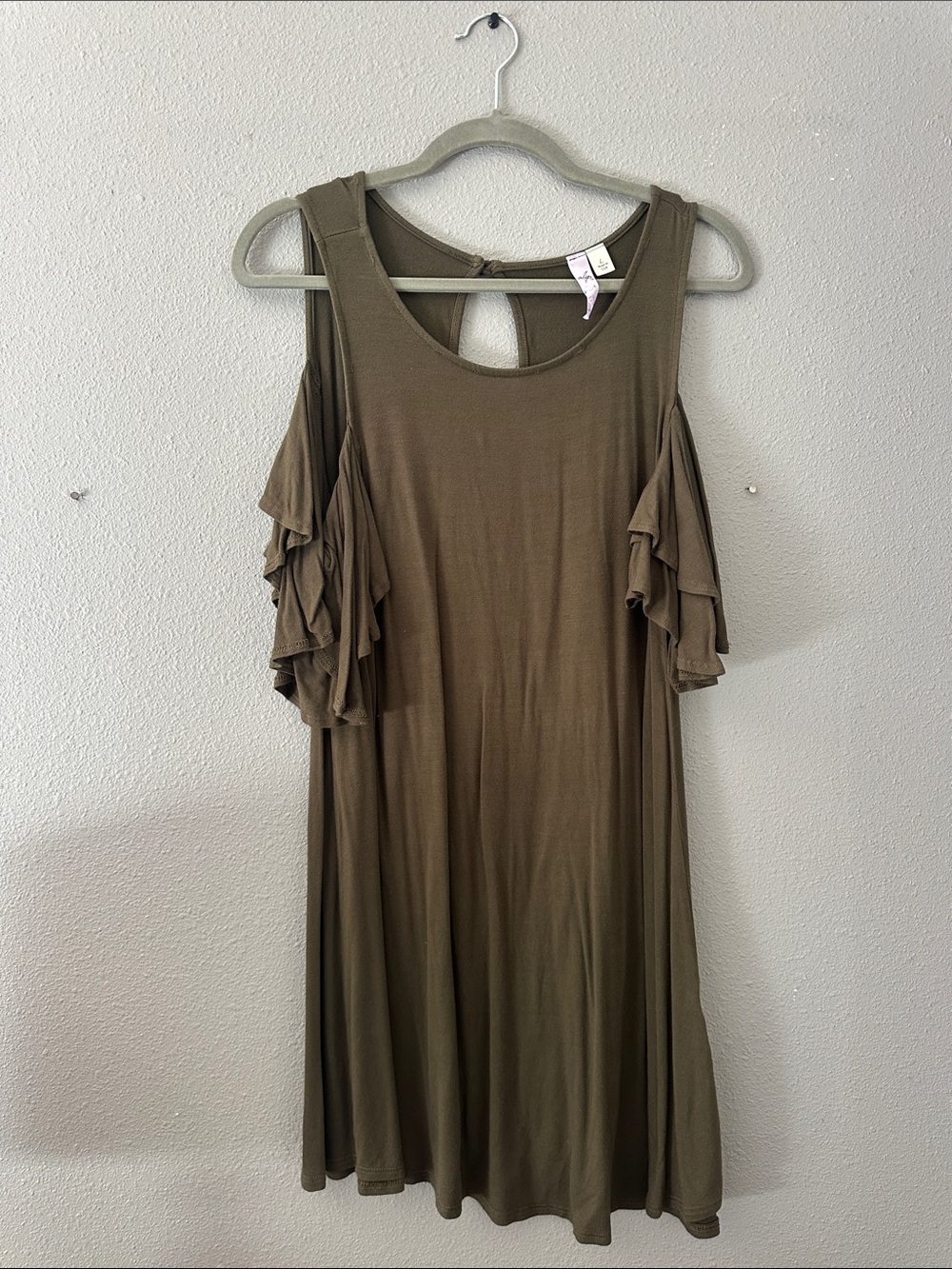 Altar'd State Ruffle Sleeve Mini Dress in Brown Size Medium Like New